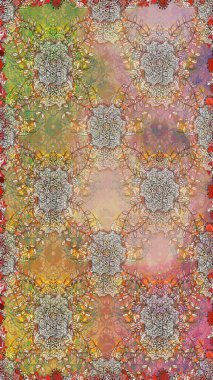 Çiçekler, yapraklar, dekoratif elementler, sıçramalar, lekeler, el çizimleri çizimleri ve Doodle çizimleri, grafik raster çizimleri.