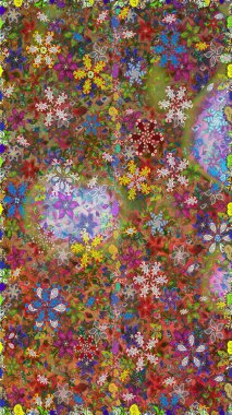 El çizimi, soyut ve süslü elementler. Klasik çiçekler. Suluboya resim taklit Raster çizimi. Kahverengi renkli. Yaz çiçekleri teması.