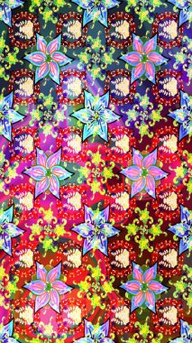 Tekstil, kumaş, kapaklar, duvar kağıtları, baskı, naylon, koleksiyon defteri, örgü, dekupaj için güzel bir eskiz. Millefleur 'lar. Küçük kırmızı ve mavi renkte güzel bir besin torbası deseni, çiçekler..