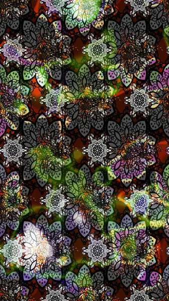 Gri renkli etnik çiçekli zarif eskiz deseni. Raster Çiçek İllüstrasyonu güzel tekstil..