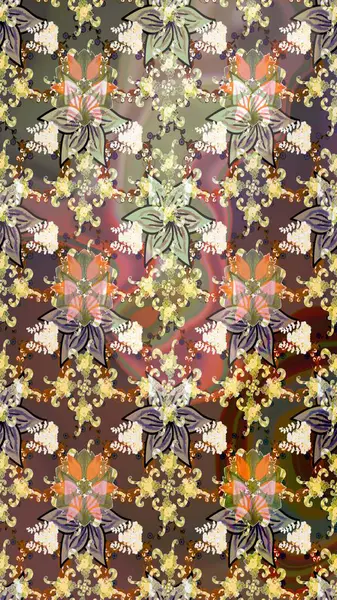 Çiçek deseni. Raster illüstrasyonu. Şatafatlı bahar bahçesi dokusu. Çiçek çizimi arkaplanı.