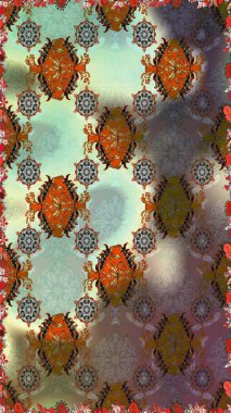 Kahverengi ve nötr renklerde çiçekler. Raster illüstrasyonunda kusursuz çiçek deseni. Düz Çiçek Elementleri Tasarımı. Renkli Bahar Teması Kusursuz Arkaplan.