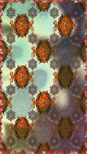 Kahverengi ve nötr renklerde çiçekler. Raster illüstrasyonunda kusursuz çiçek deseni. Düz Çiçek Elementleri Tasarımı. Renkli Bahar Teması Kusursuz Arkaplan.