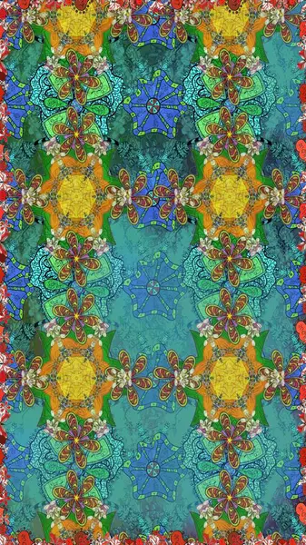 Çiçekli, suluboya desenli kusursuz çiçek deseni. Süslü kumaş deseni. Raster deseni.