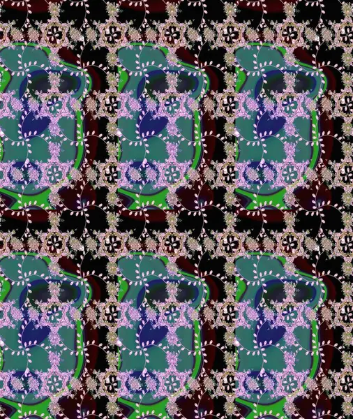 Raster illüstrasyonu. Çiçekli karalama şeklinde Raster çiçek deseni. Yumuşak, yeşil renkte bahar çiçekleri.