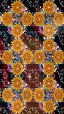 Modern, kahverengi raster arka plan duvar kâğıdı illüstrasyonu, klasik çizgili, desenli desenli çiçekler, çiçekli süsler. Çiçekli el çizimi çizimi deseni.