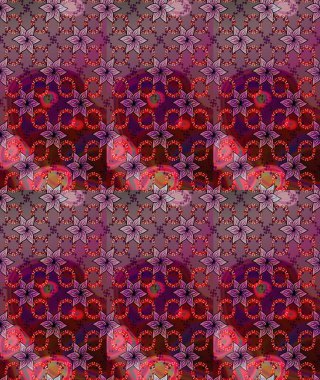Asya tekstil tarzında. Raster illüstrasyonu. Mor ve kahverengi renkte çiçekler. Kusursuz çiçek deseni. Raster illüstrasyonu.