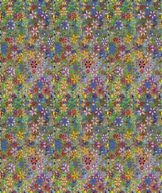 Raster illüstrasyonu. Kusursuz çiçek deseni. Yeşil renkli Asyalı tekstil.