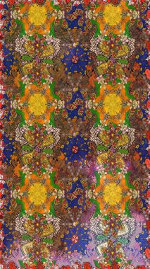 Raster illüstrasyonundaki çiçek desenli çizim. Kahverengi renkte çiçekler.