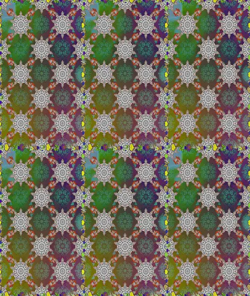 Yeşil ve gri renkli çiçekler. Raster düz çiçekleri pürüzsüz desen. Tasarım hediye paketi, tebrik kartları, posterler ve afiş tasarımı.