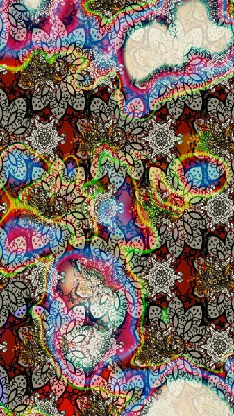 Tarafsız renklerde çiçekler. Raster illüstrasyonu. Çizim çiçek deseni duvar kağıdı için kullanılabilir.