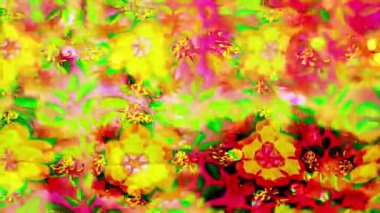 Renkli unsurlarla hareketli arka plan görüntüleri. Çiçekler. Eski model. Bayrak tarzı. Video kaydı. Şablon. Döngü. Kusursuz.. 