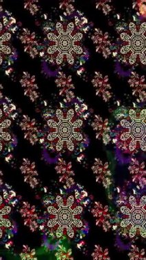 Renkli unsurlarla hareketli arka plan görüntüleri. Çiçekler. Eski model. Bayrak tarzı. Video kaydı. Şablon. Döngü. Kusursuz.. 