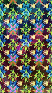 Tropik çiçekler. Gömlek, arka plan modelini çiz. Mavi renkte çiçekler.