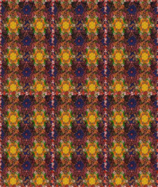 Şirin çiçekli kusursuz desen kahverengi ve turuncu renklerde yapraklar, suluboya çiçek desenleri, duvar kağıdı, kart ya da kumaş için fayanslar. Raster illüstrasyonu.