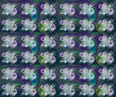 Şirin çiçek elementleri. Renkli Bahar Teması eskiz kalıbı. Düz Çiçek Elementleri Tasarımı. Taslak desenli, modaya uygun kumaş deseni. Raster illüstrasyonu.