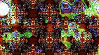 Raster illüstrasyonu. Kahverengi renklere karalamalar çizilmiş çiçek deseni.