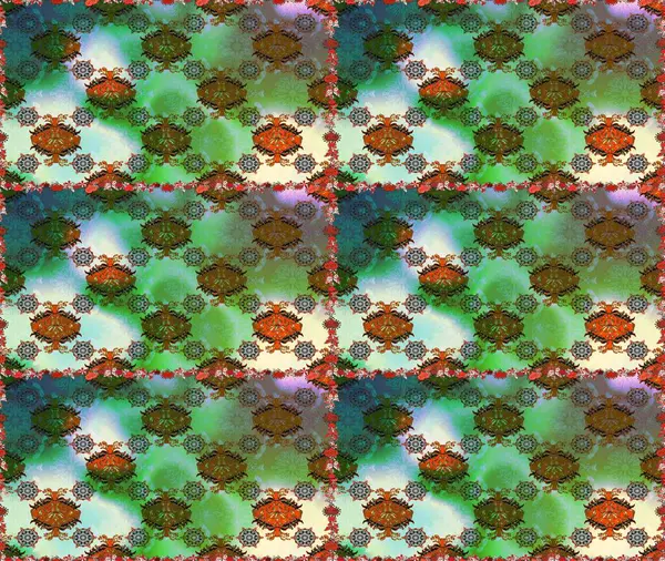 Çiçekler suluboya tarzında yeşil ve kahverengi renklerde. Yeşil ve kahverengi renkli çiçeklerle kusursuz çiçek deseni..