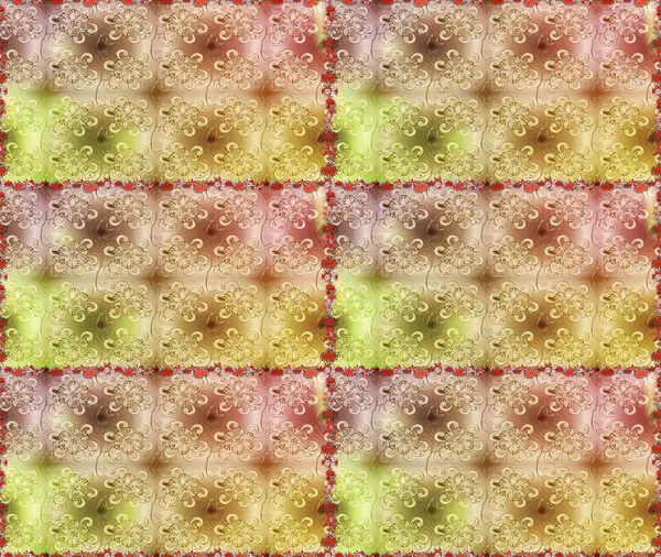 Raster Çiçek İllüstrasyonu güzel tekstil. Bej ve nötr renklerde etnik çiçeklerle kusursuz bir desen..