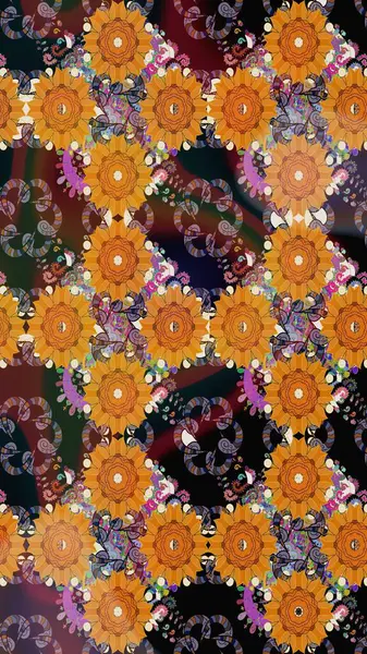 Raster illüstrasyonundaki çiçek desenli çizim. Renkli Bahar Teması eskiz kalıbı. Düz Çiçek Elementleri Tasarımı. Süslü kumaş deseni.