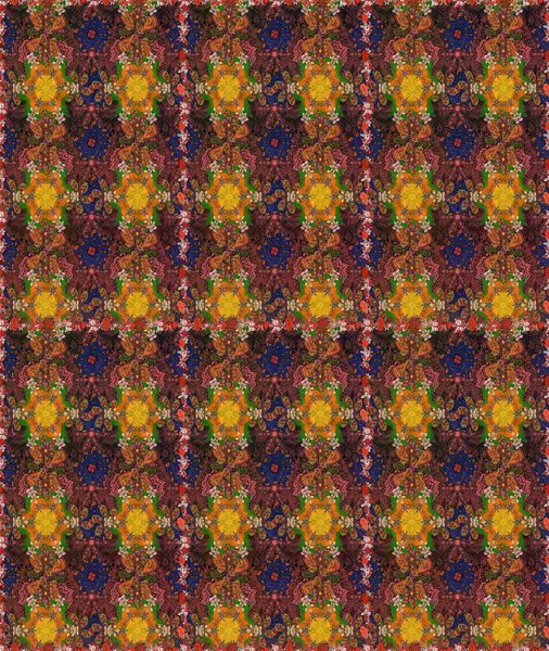 Şirin çiçekli kusursuz desen kahverengi ve turuncu renklerde yapraklar, suluboya çiçek desenleri, duvar kağıdı, kart ya da kumaş için fayanslar. Raster illüstrasyonu.