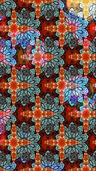 Raster illüstrasyonu. Mavi renklerde. Çiçek buketleriyle klasik tarzda eskiz deseni.