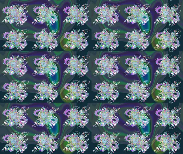 Şirin çiçek elementleri. Renkli Bahar Teması eskiz kalıbı. Düz Çiçek Elementleri Tasarımı. Taslak desenli, modaya uygun kumaş deseni. Raster illüstrasyonu.