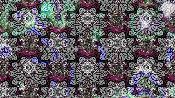 Renkli Bahar Teması eskiz kalıbı. Raster güzel kumaş deseni çiziyor. Düz Çiçek Elementleri Tasarımı. Çiçek deseni.