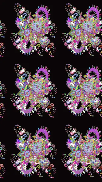 Gömlek baskısı için çiçek boyası. Çiçek desenli eskiz. Siyah renkte çiçekler.