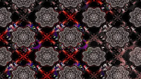 Arkaplan dokusu, duvar kağıdı, çiçek temalı siyah renkler. Kabile sanatı boho baskısı, klasik çiçek arkaplanı. Soyut etnik raster çizim kalıbı.