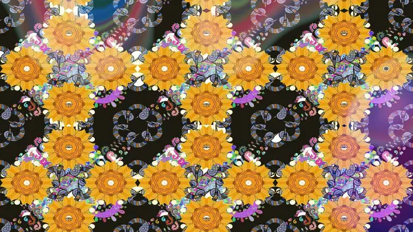 Çiçek arkaplanlı soyut zarafet eskiz deseni. Raster Güzel kumaş deseni.