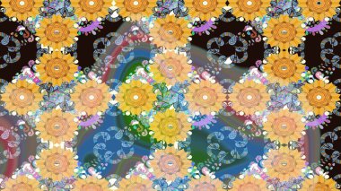 Küçük bir çiçekte eskiz deseni. Hoş bir çiçek geçmişi var. Güzel kumaş deseni. Raster illüstrasyonu.