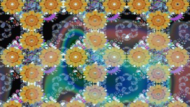 Hint süsü. Çizim kalıbı. Çiçek duvar kağıdı. Renkli süs kenarı. Tarafsız renklerde. Raster illüstrasyonu.