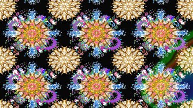 Siyah renkli çiçekler. Çiçek süslemeli çizim deseni. Raster illüstrasyonu.