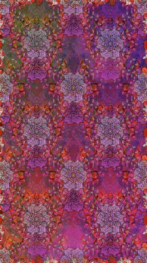 Raster düz çiçekleri pürüzsüz desen. Mor ve kahverengi renkte çiçekler. Tasarım hediye paketi, tebrik kartları, posterler ve afiş tasarımı.