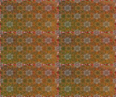 Şirin çiçekleri ve kahverengi ve bej renklerinde yaprakları olan kusursuz desenler, suluboya çiçek desenleri, duvar kağıdı, kart veya kumaş için fayanslı. Raster illüstrasyonu.