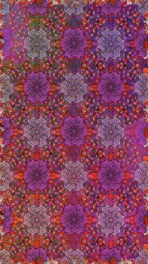 Mor renklerde. Çiçekli güzel suluboya desen. Raster illüstrasyonu.