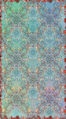 Tarafsız renklerde etnik çiçeklerle kusursuz bir desen. Raster Çiçek İllüstrasyon Şirin Tekstil.