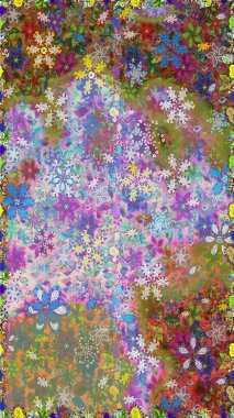 Gömlek baskısı için çiçek boyası. Tarafsız renklerde çiçekler. Çiçeksiz desenli arka plan.