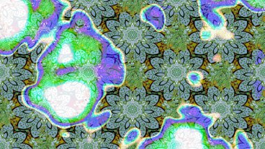 Raster Çiçek İllüstrasyonu güzel tekstil. Yeşil renkli etnik çiçeklerle zarif eskiz deseni.