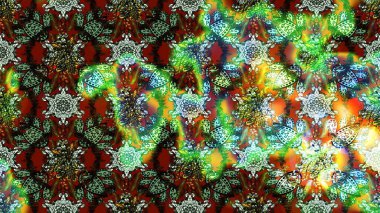 Renkli Bahar Teması eskiz kalıbı. Raster illüstrasyonundaki çiçek desenli çizim. Yeşil renkli çiçekler. Düz Çiçek Elementleri Tasarımı.