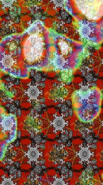 Yapraklı çiçekler ve kahverengi renkli papatya çiçekleri. Eskiz arkaplan modeli. Raster - stok.