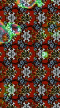 Raster illüstrasyonundaki çiçek desenli çizim. Kahverengi renkte çiçekler.