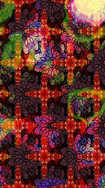 Tomurcukları papatya çiçekleri olan sevimli bir çiçek deseni. Raster illüstrasyonu. Miles Fleur, süslü püslü bir süs. Eskiz geçmişi. Kumaş, tekstil, duvar kağıdı baskısı için. Antika retro tarzı.