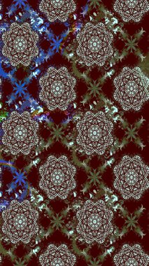 Raster illüstrasyonu. Kahverengi renklerde. Raster illüstrasyonundaki çiçek desenli çizim. Güzel kumaş deseni.