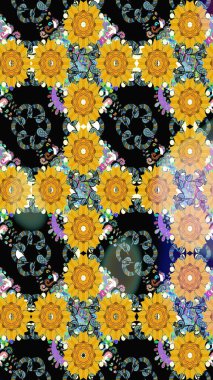 Raster güzel kumaş deseni çiziyor. Çiçek deseni. Düz Çiçek Elementleri Tasarımı. Renkli Bahar Teması çizim şablonu.