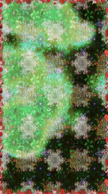 Tropik, dikişsiz çiçek deseni. Yeşil ve gri renkli çiçekler. Raster illüstrasyonu.