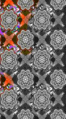 Raster Henna dövme stili. Etnik Mandala süsü. Kızılderili desenli desenli desenli şal deseni. Tekstil, tebrik kartı, boyama kitabı, telefon kılıfı baskısı için kullanılabilir.