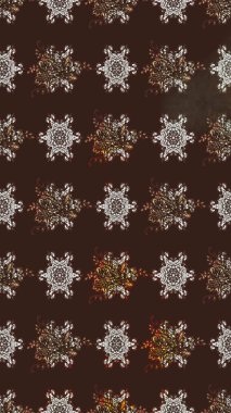 Raster illüstrasyonu. Raster illüstrasyonu. Çiçek desenli çizim. Kahverengi renkli çiçekler. Asya tekstil tarzında.