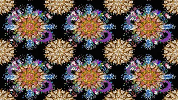 Raster illüstrasyonu. Nazik, yaz çiçekleri siyah renklerde. Raster çiçek desenli ve çiçekli..